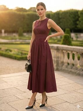 WeWoreWhat Keyhole Sleeveless Midi Dress Burgundy Jersey Size XS NWT